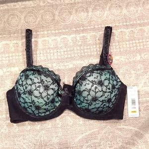 NWT - René Rofé 34DD bra (black & mint green)
